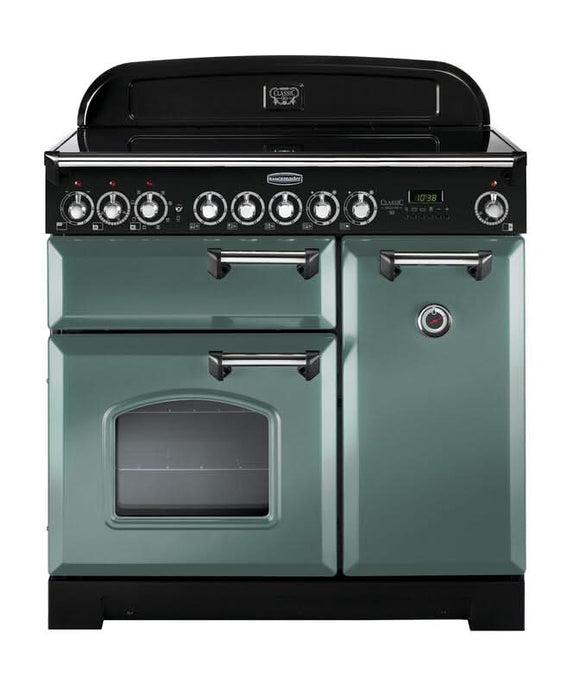 ceramic rangemaster classic deluxe 90 in mineral green with chrome trim