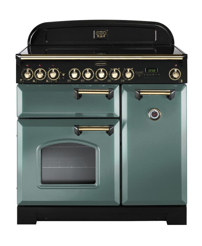 Load image into Gallery viewer, Rangemaster Classic Deluxe 90 | Ceramic | Mineral Green | Brass Trim | CDL90ECMG/B
