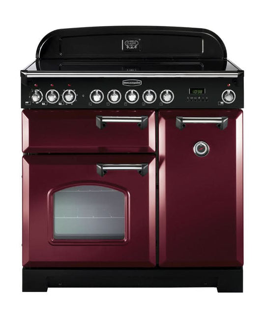 Rangemaster Classic Deluxe 90 | Ceramic | Cranberry | Chrome Trim | CDL90ECCY/C