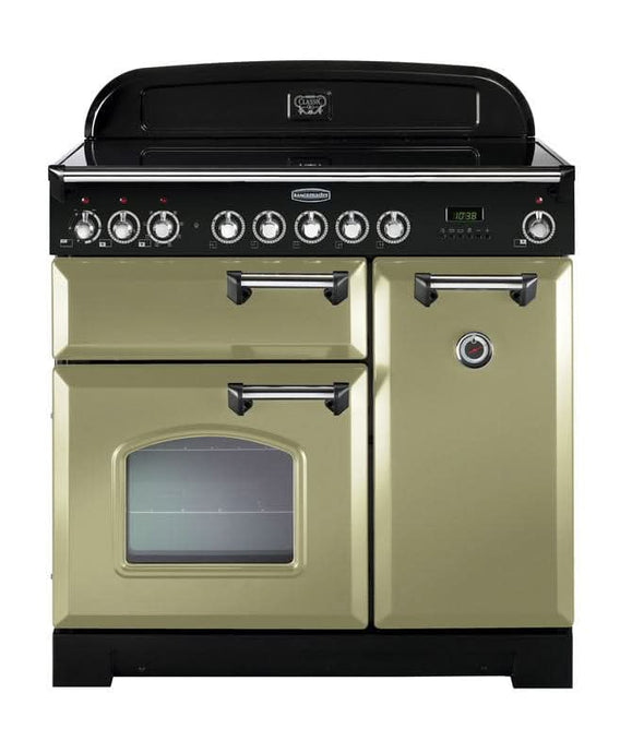 ceramic rangemaster classic deluxe 90 in olive green with chrome trim