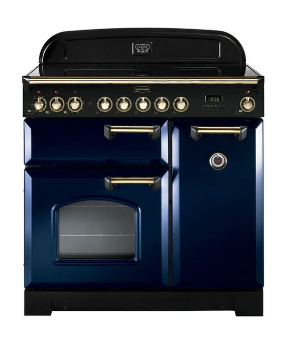 ceramic rangemaster classic deluxe 90 in blue with brass trim