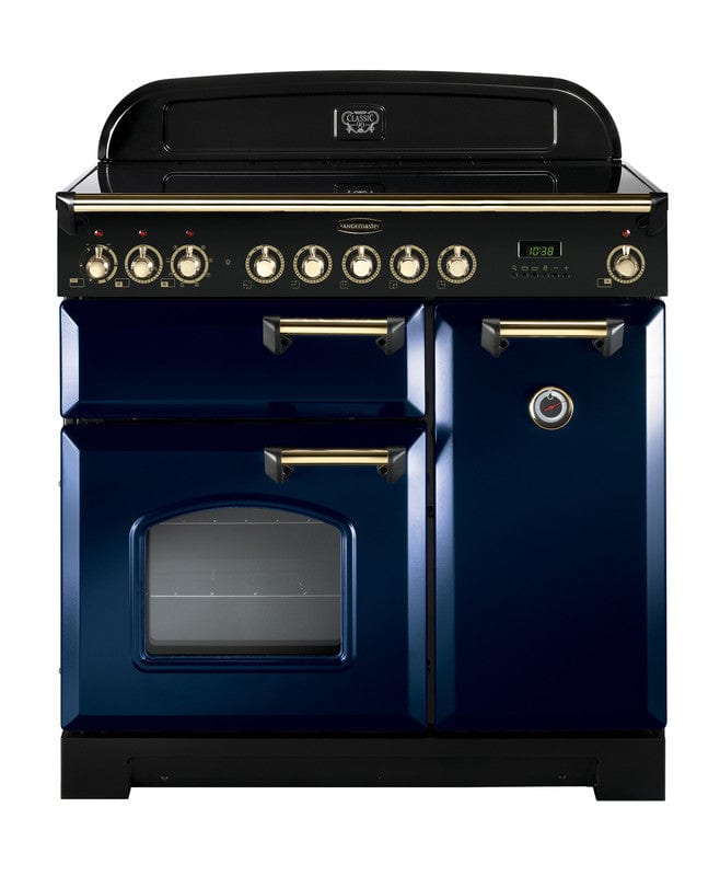 Load image into Gallery viewer, Rangemaster Classic Deluxe 90 | Ceramic | Blue | Brass Trim | CDL90ECRB/B
