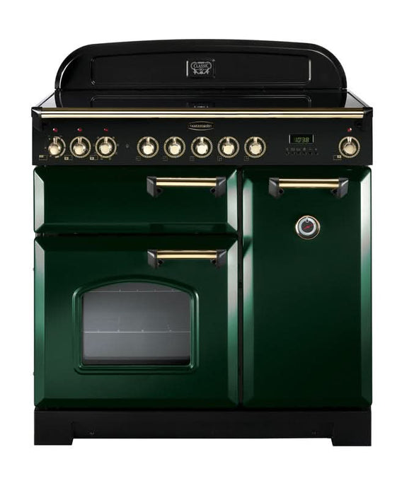 ceramic rangemaster classic deluxe 90 in green with brass trim