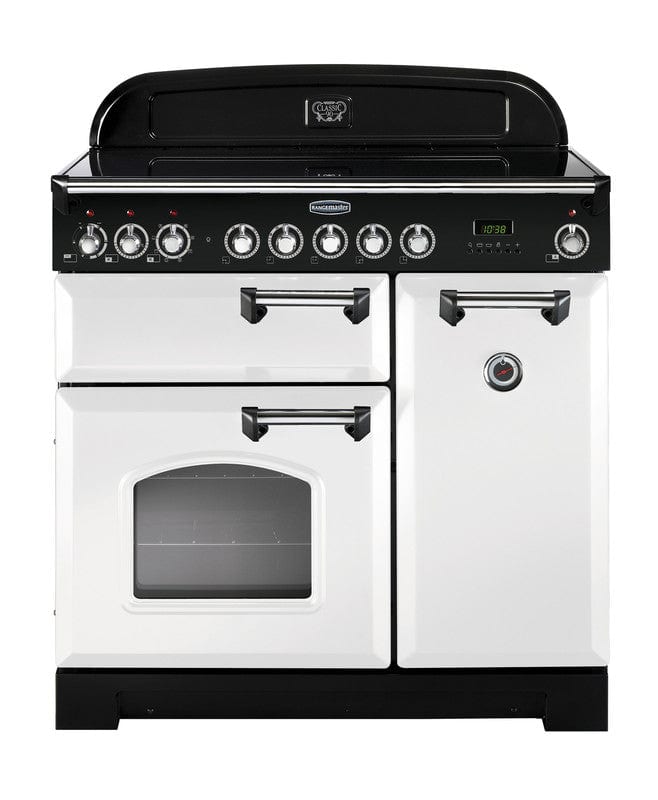 Load image into Gallery viewer, Rangemaster Classic Deluxe 90 | Ceramic | White | Chrome Trim | CDL90ECWH/C
