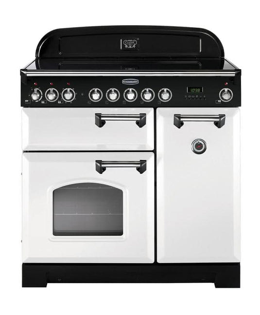 ceramic rangemaster classic deluxe 90 in white with chrome trim