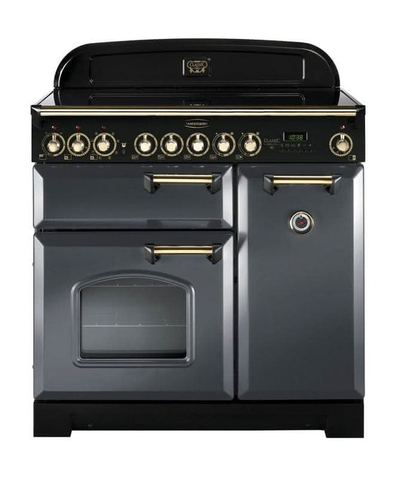 Rangemaster Classic Deluxe 90 | Ceramic | Slate | Brass Trim | CDL90ECSL/B