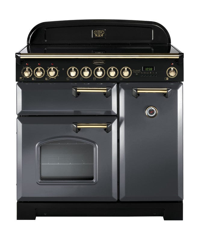 Load image into Gallery viewer, Rangemaster Classic Deluxe 90 | Induction | Slate | Brass Trim | CDL90EISL/B
