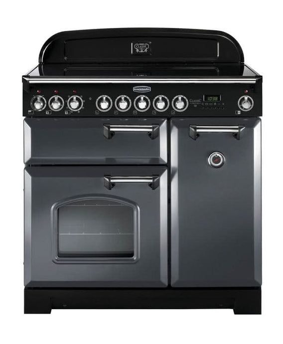 induction rangemaster classic deluxe 90 in slate with chrome trim