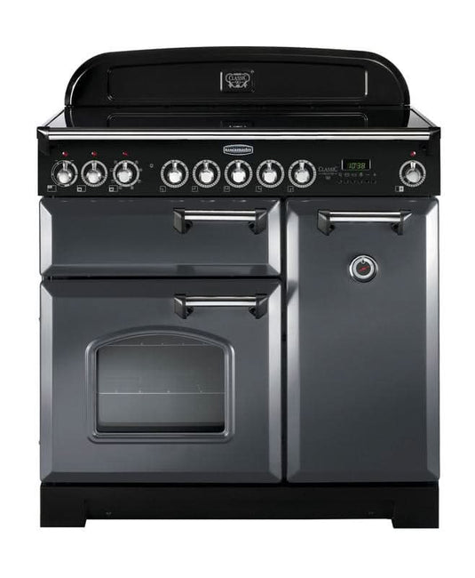 induction rangemaster classic deluxe 90 in slate with chrome trim