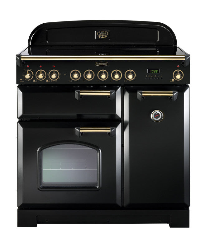 Load image into Gallery viewer, Rangemaster Classic Deluxe 90 | Induction | Black | Brass Trim | CDL90EIBL/B
