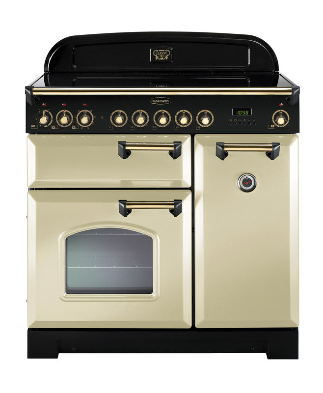Load image into Gallery viewer, Rangemaster Classic Deluxe 90 | Induction | Cream | Brass Trim | CDL90EICR/B
