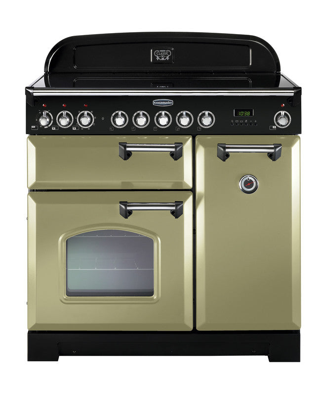 Load image into Gallery viewer, Rangemaster Classic Deluxe 90 | Induction | Olive Green | Chrome Trim | CDL90EIOG/C

