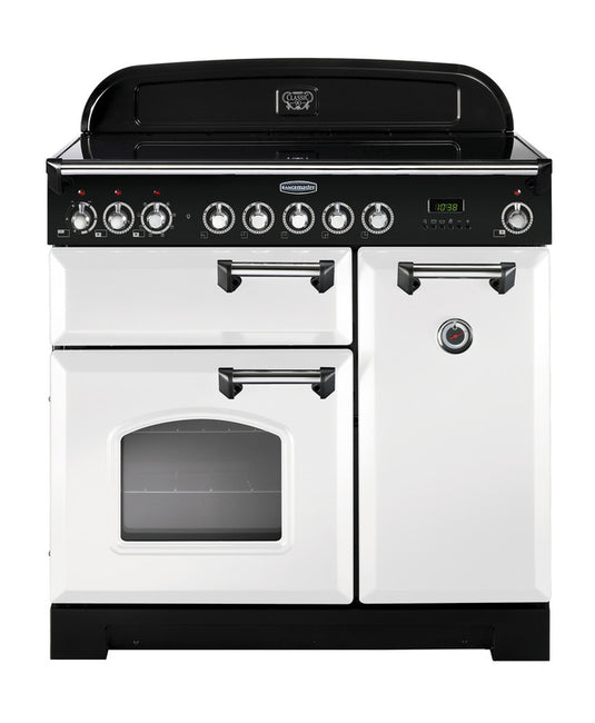Rangemaster Classic Deluxe 90 | Induction | White | Chrome Trim | CDL90EIWH/C