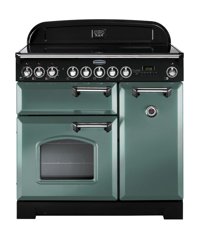 Load image into Gallery viewer, Rangemaster Classic Deluxe 90 | Induction | Mineral Green  |Chrome Trim | CDL90EIMG/C
