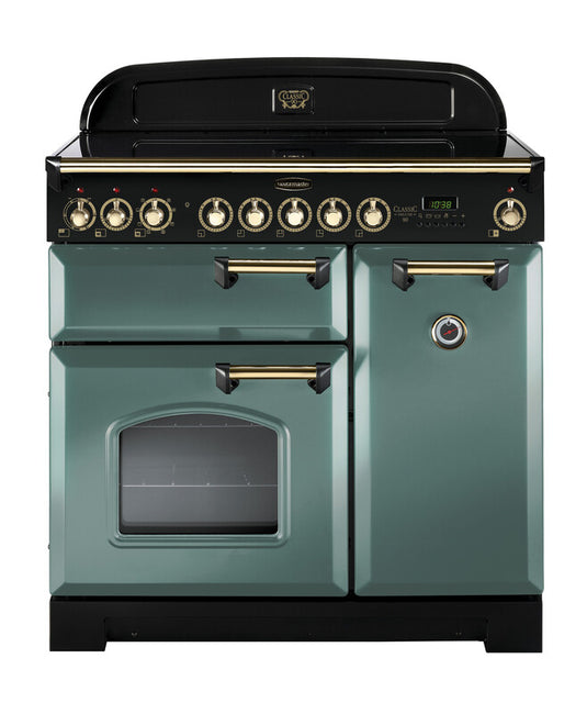 Rangemaster Classic Deluxe 90 | Induction | Mineral Green | Brass Trim | CDL90EIMG/B