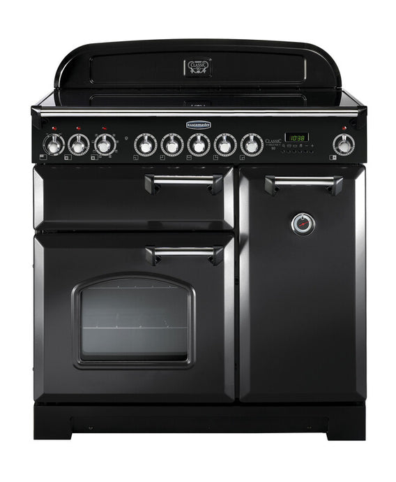 Rangemaster Classic Deluxe 90 | Induction | Charcoal Black | Chrome Trim | CDL90EICB/C