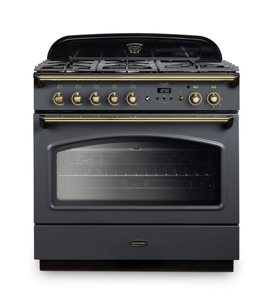 dual fuel rangemaster classic FX 90 in slate with brass trim
