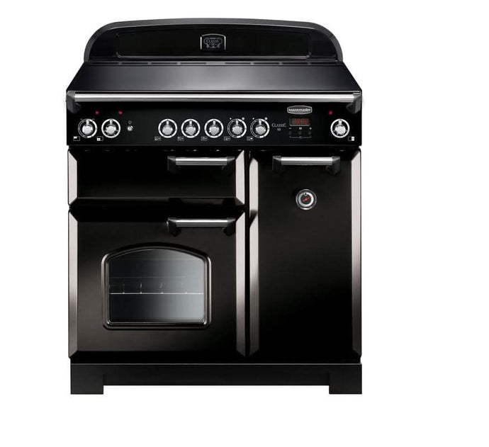 Rangemaster Classic 90 | Ceramic | Black | Chrome Trim | CLA90ECBL/C