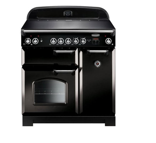 ceramic rangemaster classic 90 in black with chrome trim
