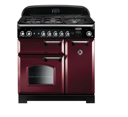 cranberry rangemaster with a chrome trim