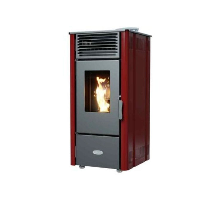 henley elm 8kw wood pellet stove in red, square