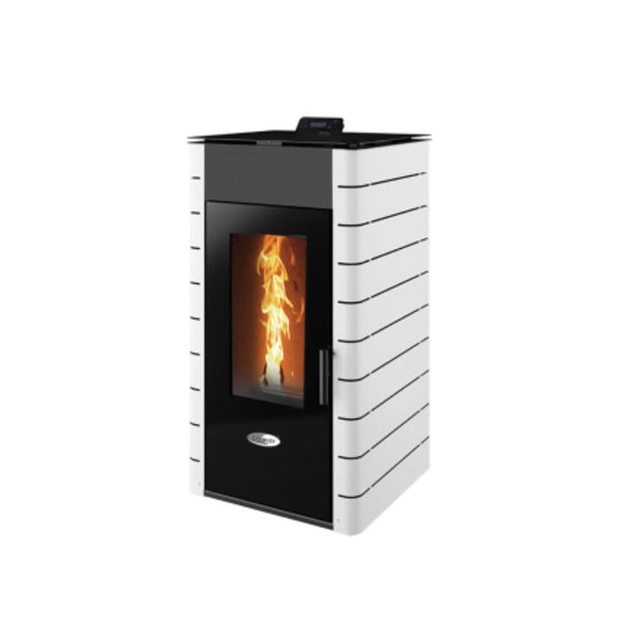 stanley solis K1200+ 10.3kw wood pellet boiler in white, flat