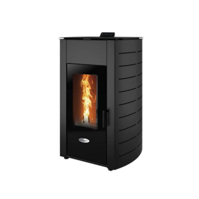stanley solis K1700+ 14kw wood pellet boiler in black, curved