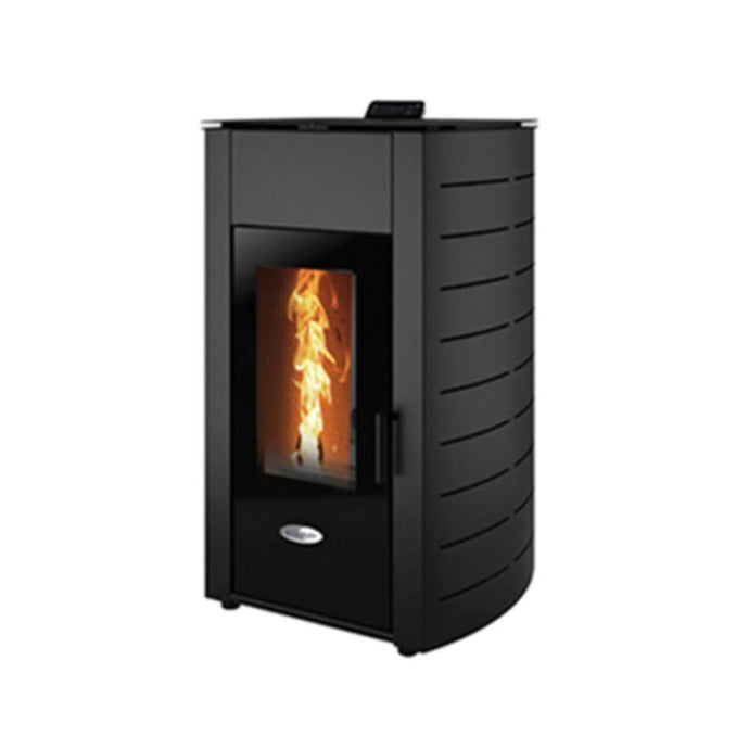 stanley solis K2300+ 18.8kw wood pellet boiler in black, curved