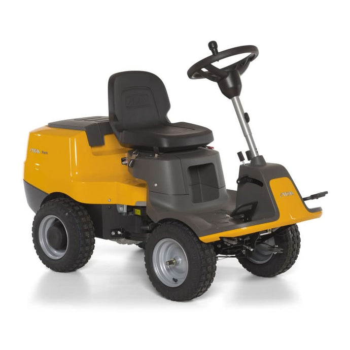 stiga park 300 hydrostatic 2wd combi deck in black and yellow