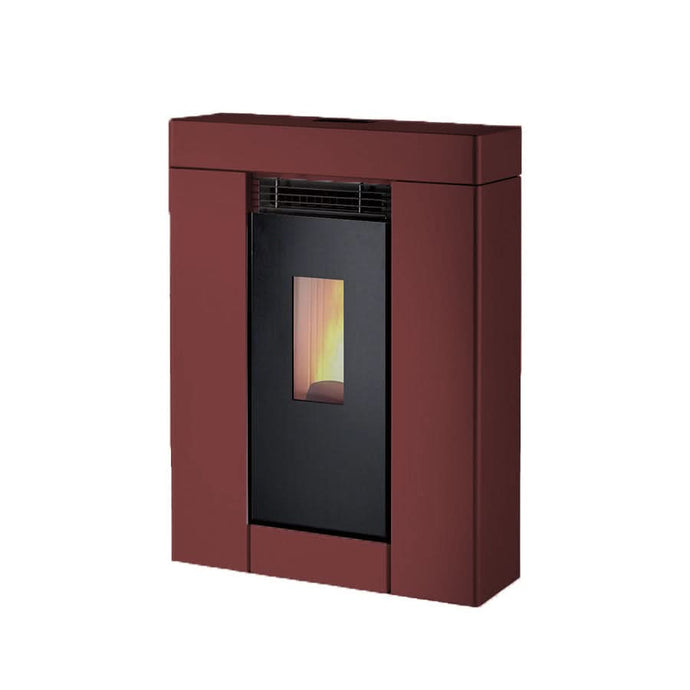 horus calore alma 9 slim wood pellet stove in red, 9kw