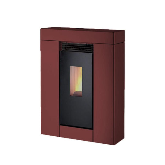 horus calore alma 9 slim wood pellet stove in red, 9kw