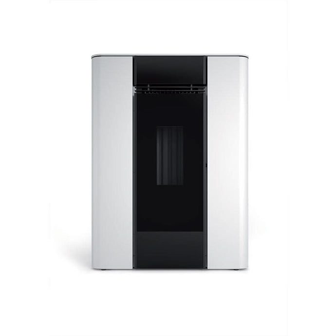 horus calore aura 11d ductable slim wood pellet stove in white, 11kw