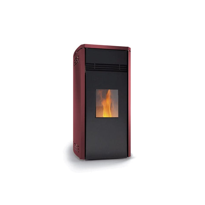 horus calone cocoon 13d2 ductable duo wood pellet stove in red, 12kw