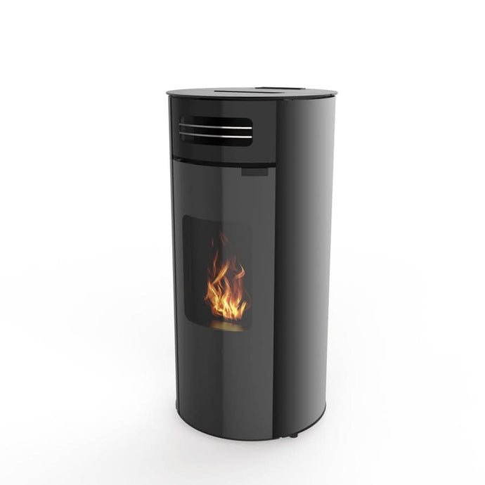 horus calore hoop 9 wood pellet stove in black, 9kw