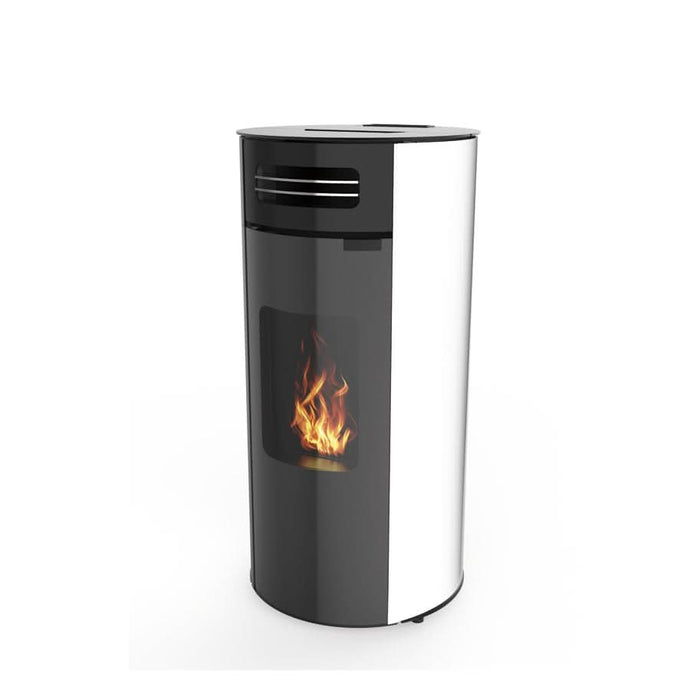 horus calore hoop 9 wood pellet stove in white, 9kw