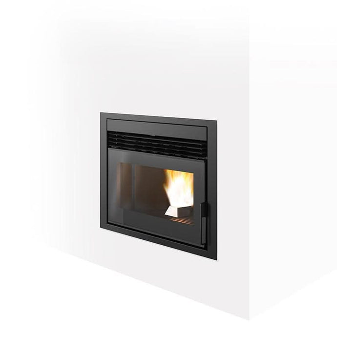 horus calore triple 90 insert wood pellet stove in black, 11kw
