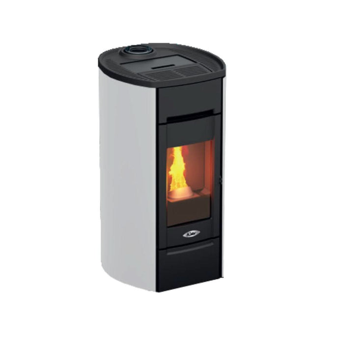kalor 98 cast round 6 wood pellet stove in white, 6kw