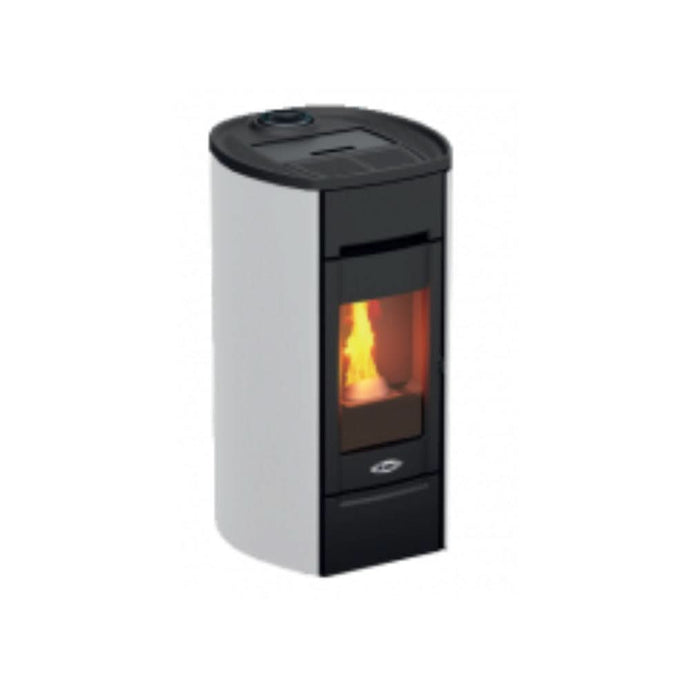 kalor 98 cast round 8 wood pellet stove in white,8kw