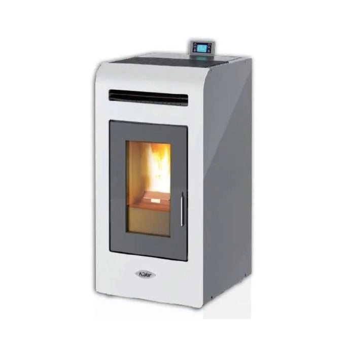 kalor fabia 12d ductable wood pellet stove in white, 12kw