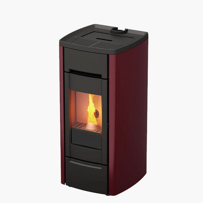 kalor 98 cast iron 6 wood pellet stove in red, 6kw