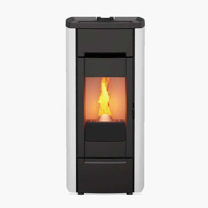 kalor 98 cast iron 6 wood pellet stove in white, 6kw