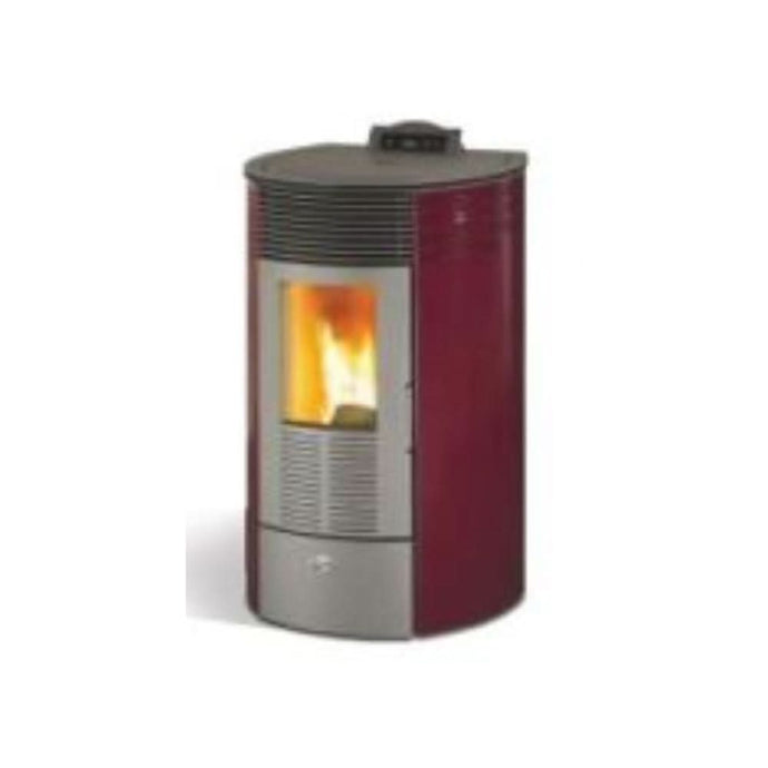 kalor 98 redonda 10d ductable wood pellet stove in red, 10kw