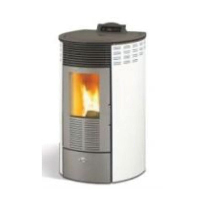kalor 98 redonda 10d ductable wood pellet stove in white, 10kw
