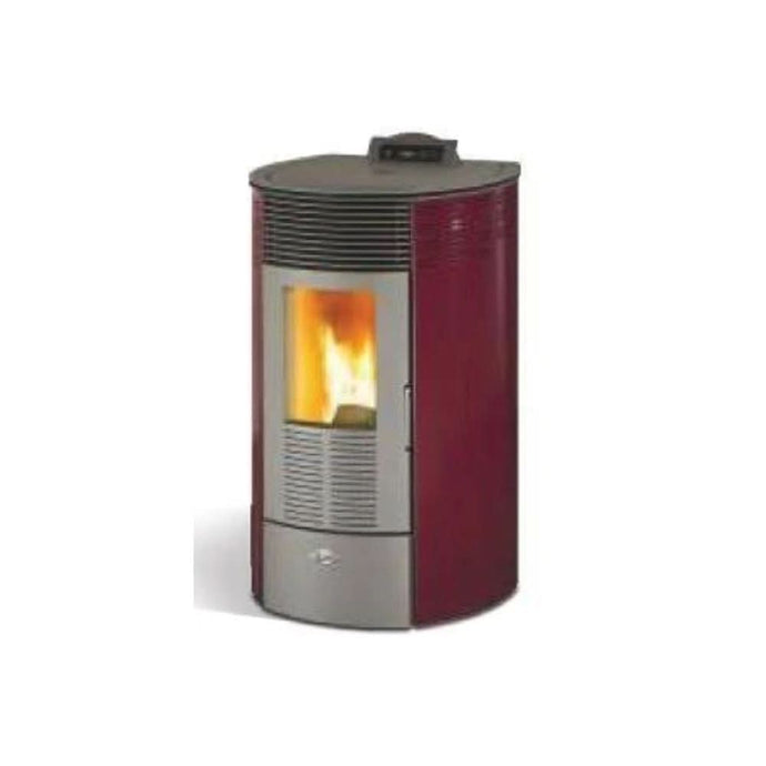 kalor 98 redonda 12d ductable wood pellet stove in red, 12kw