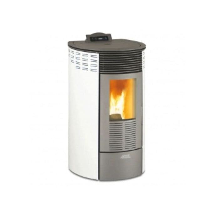 kalor 98 redonda 12d ductable wood pellet stove in white, 12kw