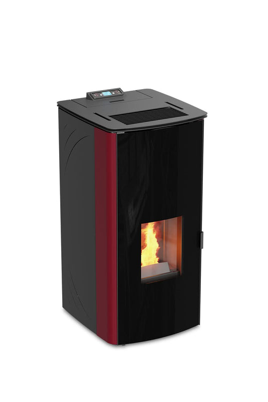 kalor dora 32b wood pellet boiler in red, self cleaning, 32kw