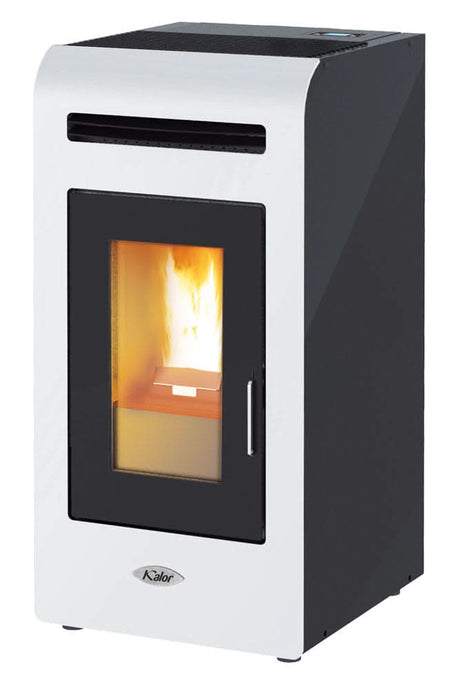 kalor mia 16 wood pellet stove in white, 16kw