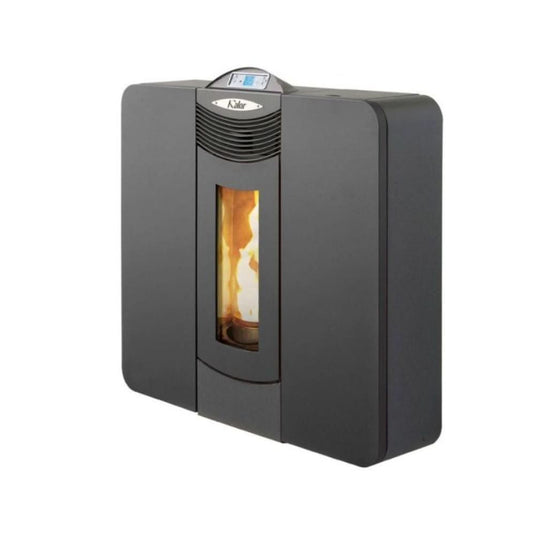 kalor quadra 12d ductable slim wood pellet stove in black, 12kw