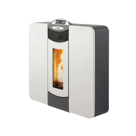 kalor quadra 12d ductable slim wood pellet stove in cream, 12kw