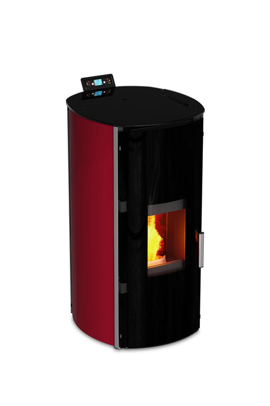 kalor redonda glass 24B wood pellet boiler in red, self cleaning, 24kw